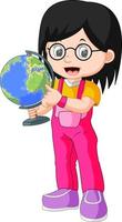 Young teenager girl holding globe vector