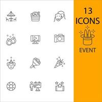 conjunto de iconos de eventos. elementos de vector de símbolo de paquete de evento para web de infografía