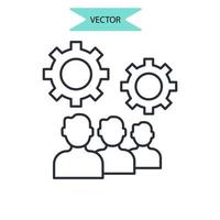 iconos de trabajo en equipo simbolizan elementos vectoriales para la web infográfica vector