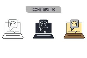 iconos de aprendizaje a distancia simbolizan elementos vectoriales para web infográfico vector