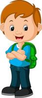 kids Boy with backpacks vector