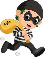 ladrón cargando bolsa de dinero vector