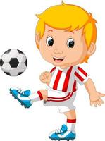 boy playing soccer vector