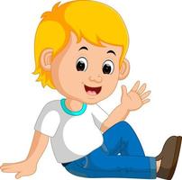 cute boy sitting on the floor vector