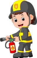 linda caricatura de bombero vector
