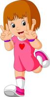 Happy little girl cartoon vector