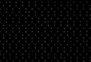 Dark silver, gray vector background with signs of alphabet.