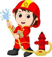 cute firefighter cartoon vector