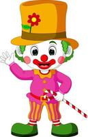 funny clown using hat vector