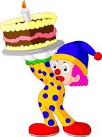 Cartoon clown with cake vector