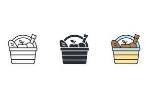 Picnic basket icons  symbol vector elements for infographic web