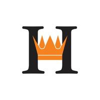letter h simple geometric king crown logo vector