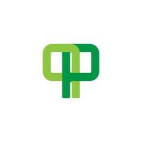 letter pp simple abstract green plant  geometric colorful logo vector