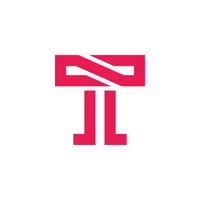letter t simple geometric line logo vector