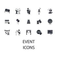 conjunto de iconos de eventos. elementos de vector de símbolo de paquete de evento para web de infografía