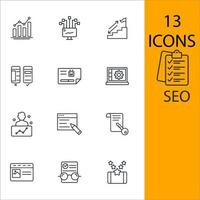 conjunto de iconos de seo. elementos de vector de símbolo de paquete de seo para web de infografía