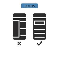 Los iconos de los dispositivos móviles simbolizan los elementos vectoriales para la web infográfica. vector