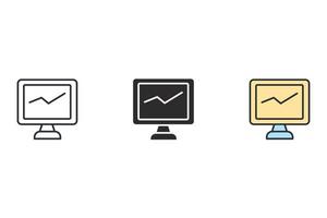 elementos de vector de símbolo de iconos de monitoreo para web de infografía