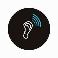 Ear and sound bar icon design vector illustration. Listening concept