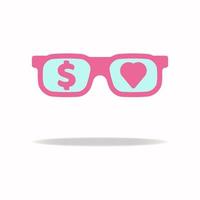 eye glass with money and heart shape icon design vector illustration