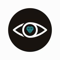 línea de ojos con ilustración de vector de diseño de icono de gema de diamante
