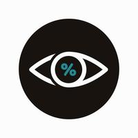Eye line with percentage icon design vector illustration