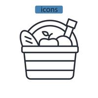 Picnic basket icons  symbol vector elements for infographic web