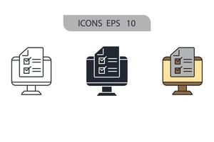 Pruebas en línea iconos símbolo elementos vectoriales para web infográfico vector