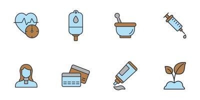 conjunto de iconos de farmacia. elementos de vector de símbolo de paquete de farmacia para web de infografía