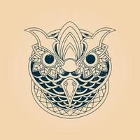 Japanese samurai owl grunge texture vector illustration