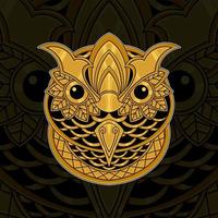 Golden owl mascot logo vector illustration