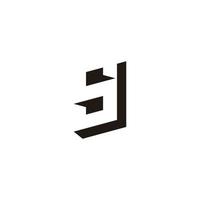 letter sj simple geometric negative space logo vector