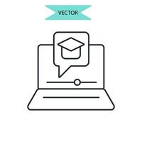 iconos de aprendizaje a distancia simbolizan elementos vectoriales para web infográfico vector