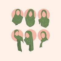 Hijab women set design vector