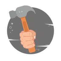 Hand holding hammer vector illustration