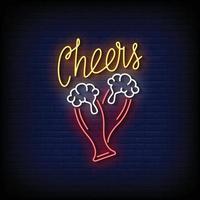 Cheers Neon Sign On Brick Wall Background Vector