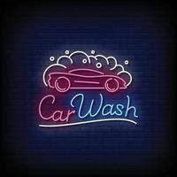Car Wash Neon Sign On Brick Wall Background Vector