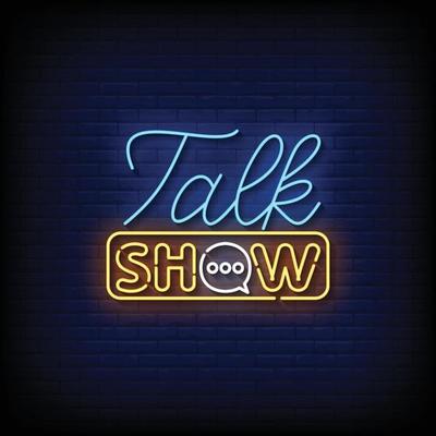 Talk Show Neon Sign On Brick Wall Background Vector