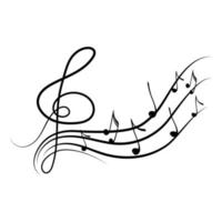 Music key with sheet music, hand drawn elements in doodle style. Melody. Music. Isolated musical element, vector simple illustration