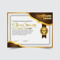 Certificate template design. Certificate of Achievement with a gold badge vector