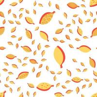 Orange stylized leaves color seamless vector pattern