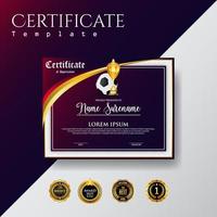 Soccer Game Certificate Diploma With Golden Cup Set Vector. Football. Sport Award Template. Achievement Design vector