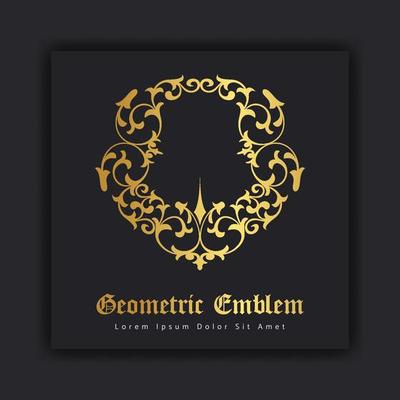 Luxury gold ornament emblem design stylish line art decorative logo. Hotel Label Template