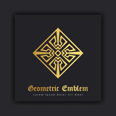 Luxury gold ornament emblem design stylish line art decorative logo. Hotel Label Template