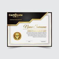 Certificate template design. Certificate of Achievement with a gold badge vector