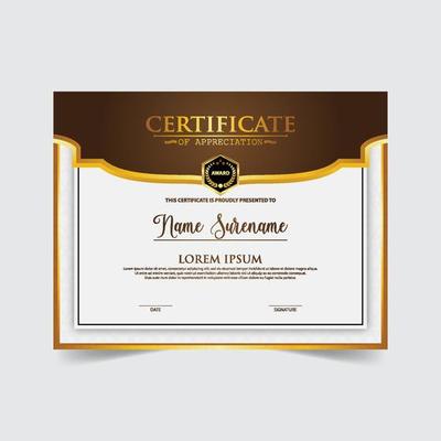 Certificate template design. Certificate of Achievement with a gold badge