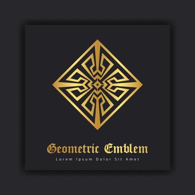 Luxury gold ornament emblem design stylish line art decorative logo. Hotel Label Template