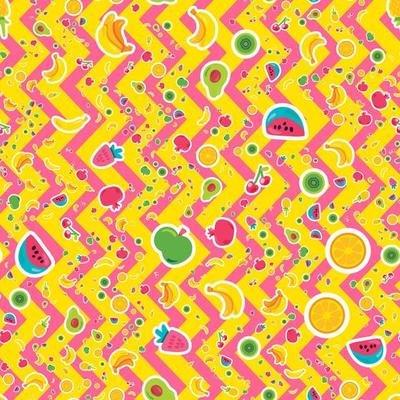 Tropical fruits, berries vector seamless pattern