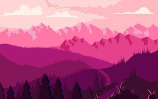 montaña paisaje plano minimalista ilustración vector