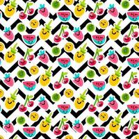 Fruit characters seamless vector pattern